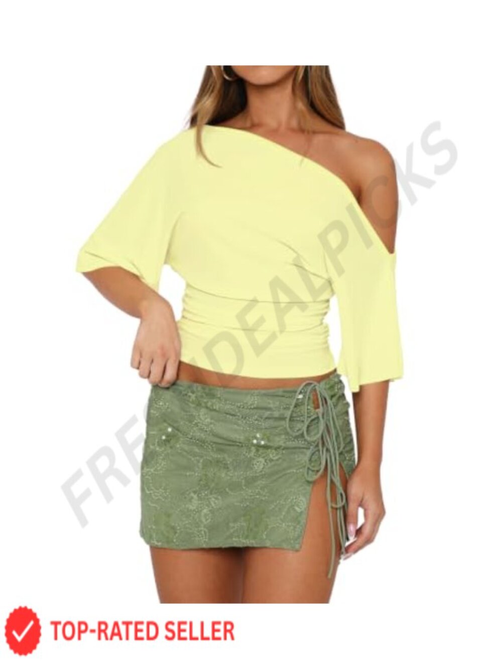 Off Shoulder One Shoulder Ruched Crop Top Short Sleeve Going Out Summer